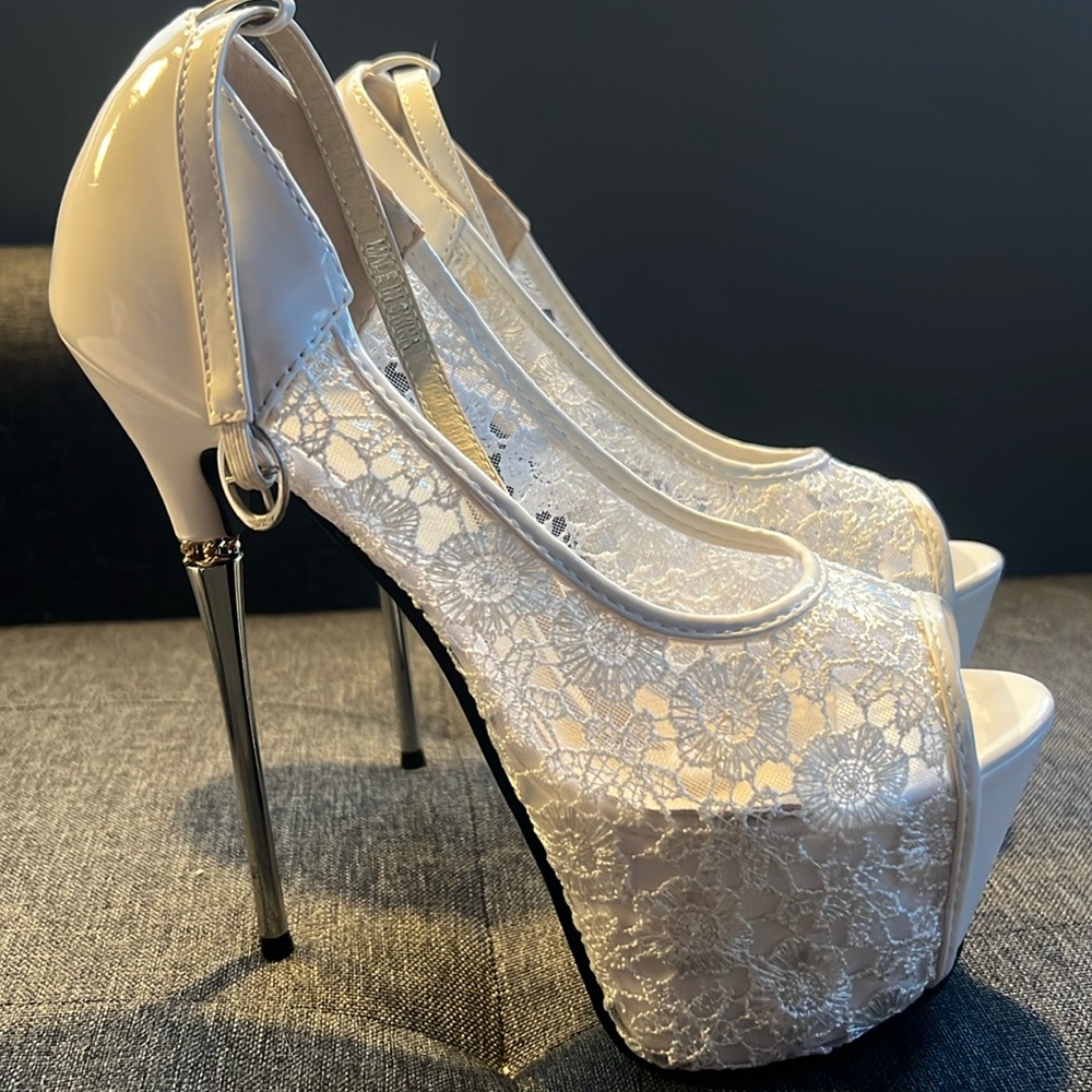 White lace platforms